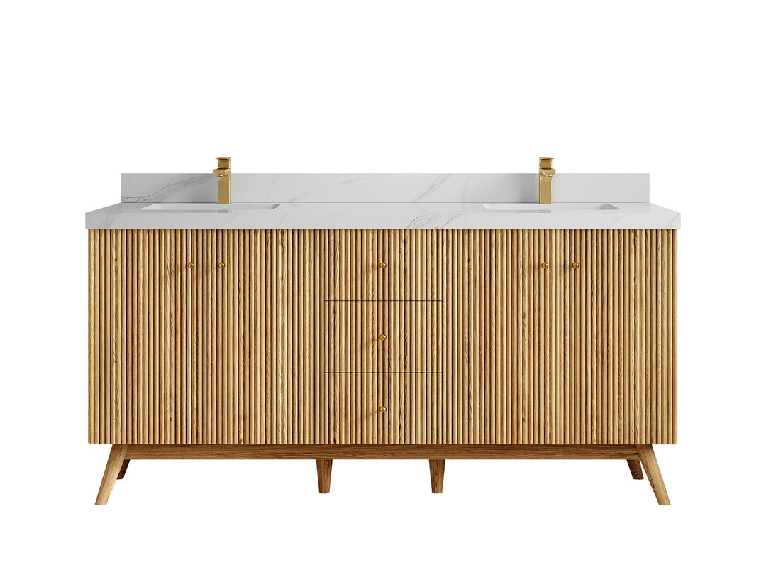 Pasadena White Oak 72 in. W x 22 in. D Double Sink Bathroom Vanity