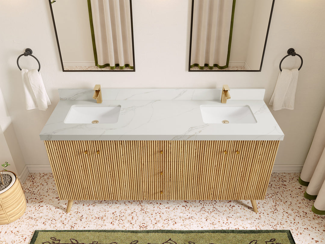 Pasadena White Oak 72 in. W x 22 in. D Double Sink Bathroom Vanity