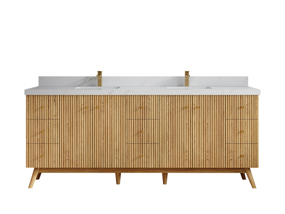 Pasadena White Oak 84 in. W x 22 in. D Double Sink Bathroom Vanity