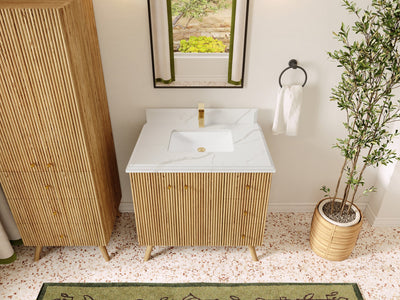 Pasadena White Oak 36 in. W x 22 in. D Center Sink Bathroom Vanity