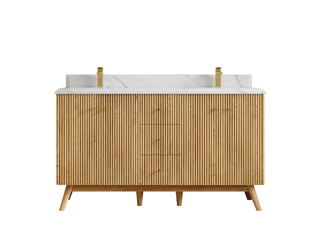 Pasadena White Oak 60 in. W x 22 in. D Double Sink Bathroom Vanity