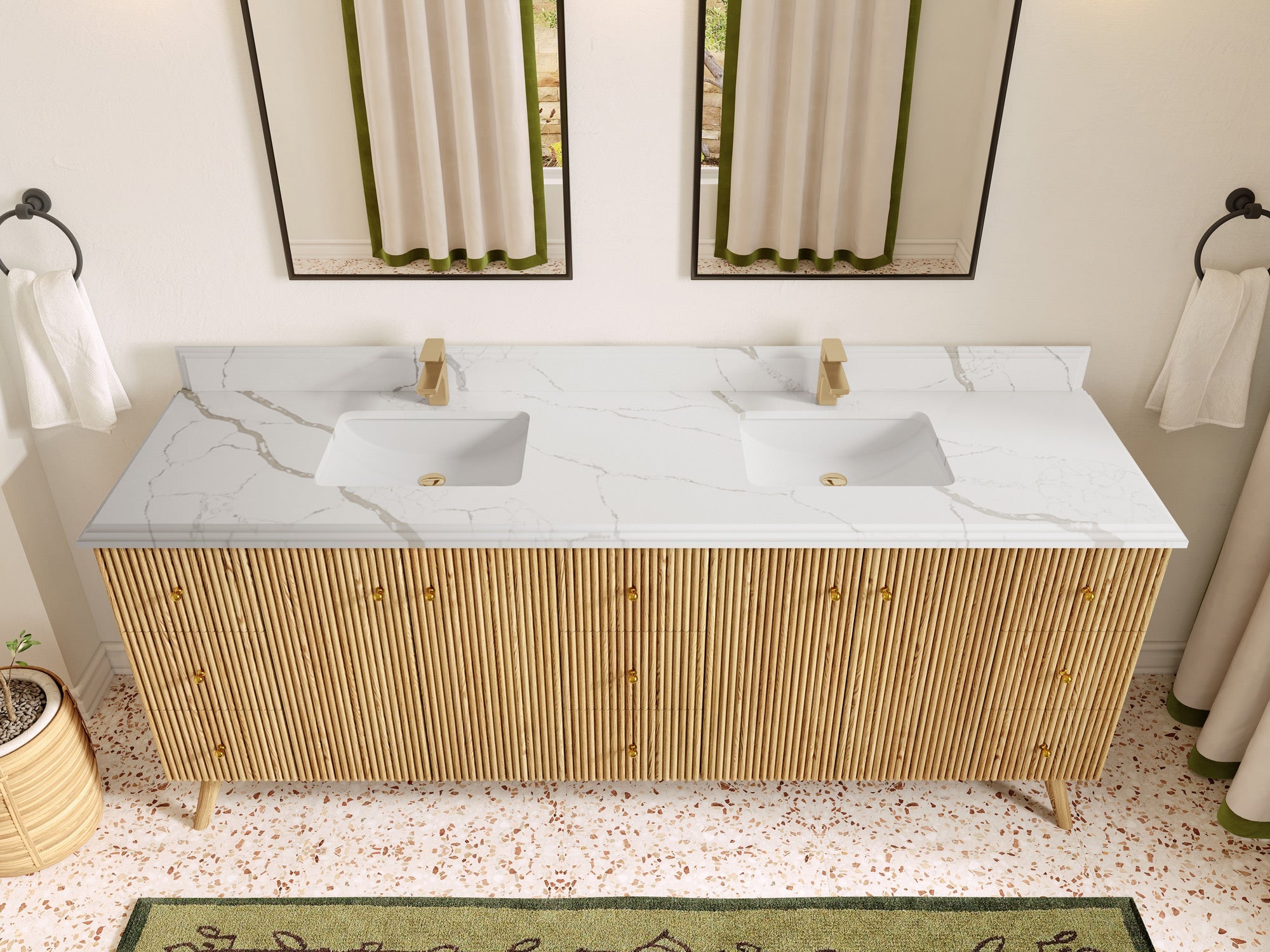 Pasadena White Oak 84 in. W x 22 in. D Double Sink Bathroom Vanity