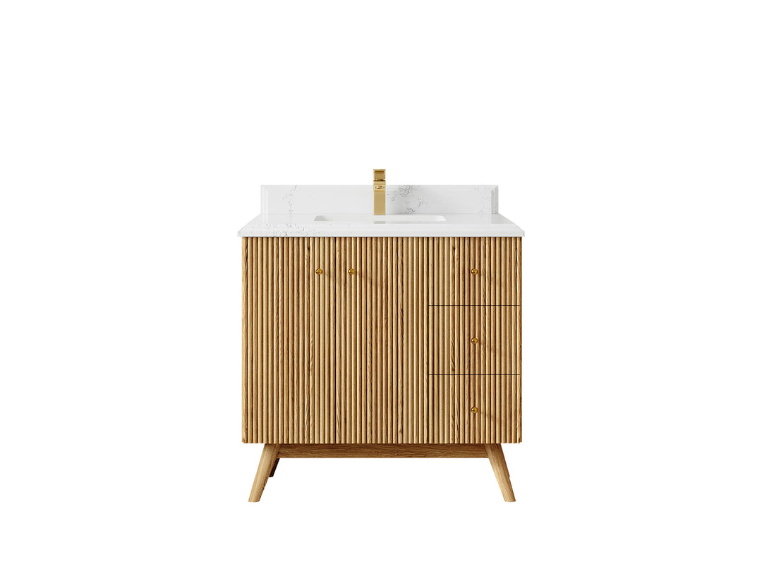 Pasadena White Oak 36 in. W x 22 in. D Center Sink Bathroom Vanity