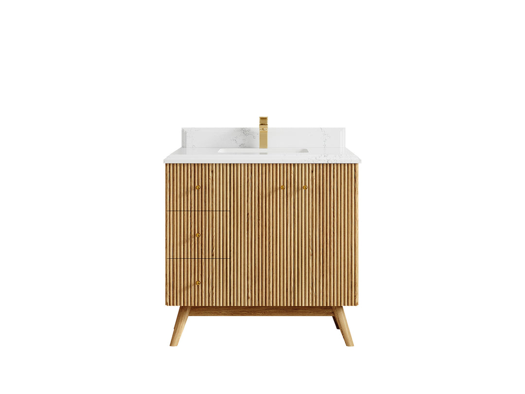 Pasadena White Oak 36 in. W x 22 in. D Center Sink Bathroom Vanity