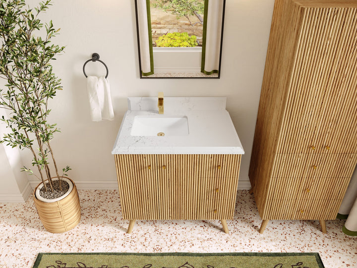 Pasadena White Oak 36 in. W x 22 in. D Left Offset Sink Bathroom Vanity - photo 25