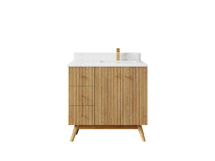 Pasadena White Oak 36 in. W x 22 in. D Right Offset Sink Bathroom Vanity - photo 26