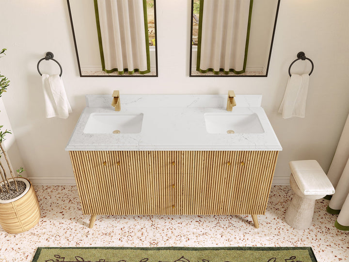 Pasadena White Oak 60 in. W x 22 in. D Double Sink Bathroom Vanity - photo 25