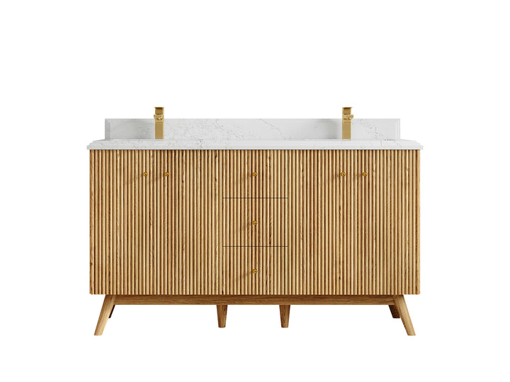 Pasadena White Oak 60 in. W x 22 in. D Double Sink Bathroom Vanity - photo 26