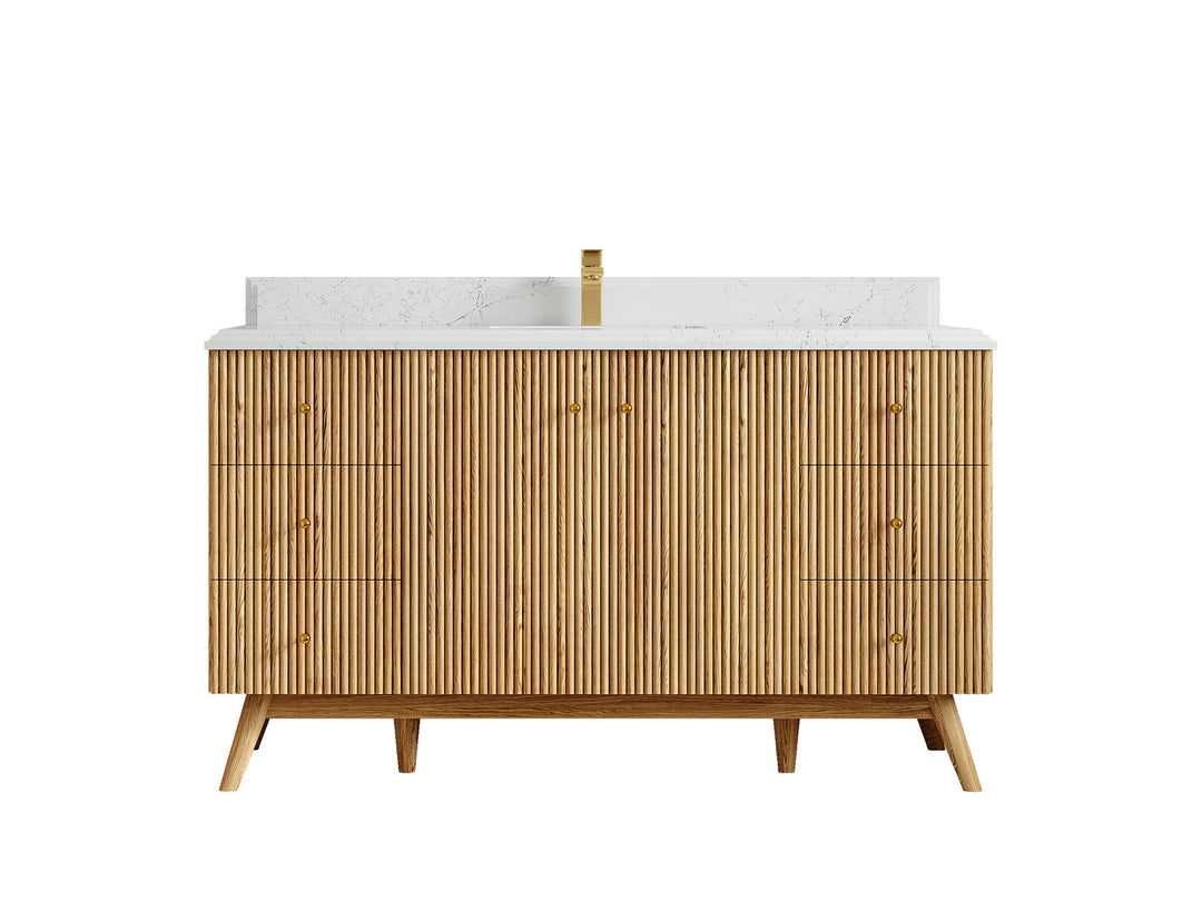 Pasadena White Oak 60 in. W x 22 in. D Single Sink Bathroom Vanity