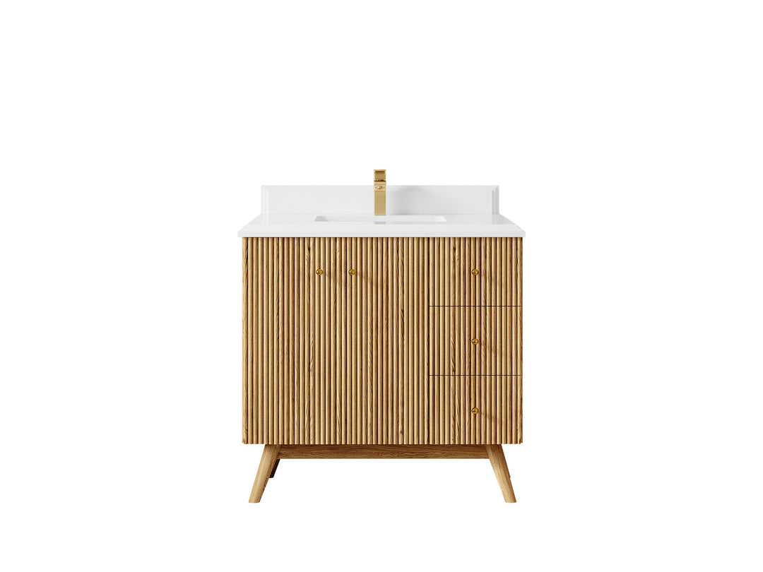 Pasadena White Oak 36 in. W x 22 in. D Center Sink Bathroom Vanity
