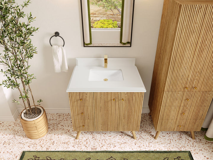 Pasadena White Oak 36 in. W x 22 in. D Center Sink Bathroom Vanity - photo 25