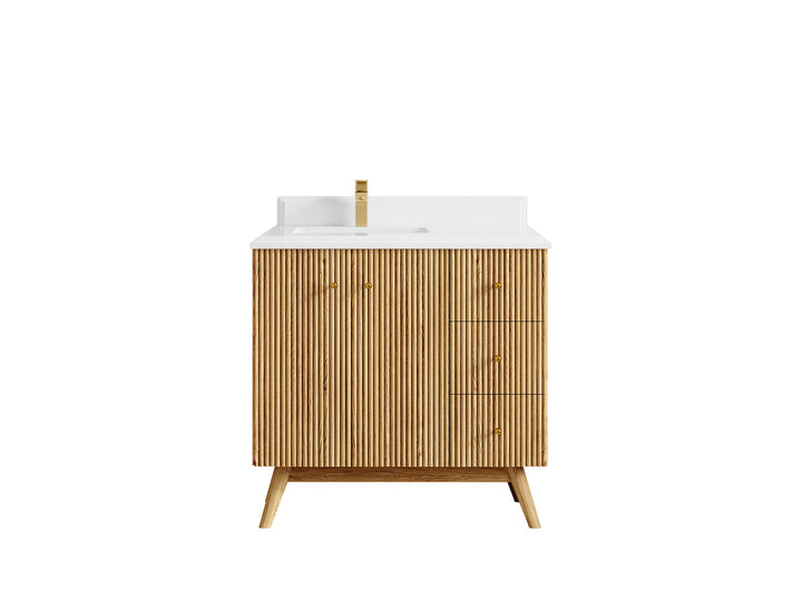 Pasadena White Oak 36 in. W x 22 in. D Left Offset Sink Bathroom Vanity - photo 28