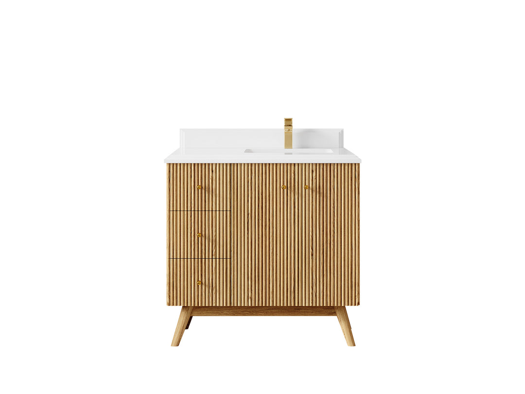 Pasadena White Oak 36 in. W x 22 in. D Right Offset Sink Bathroom Vanity