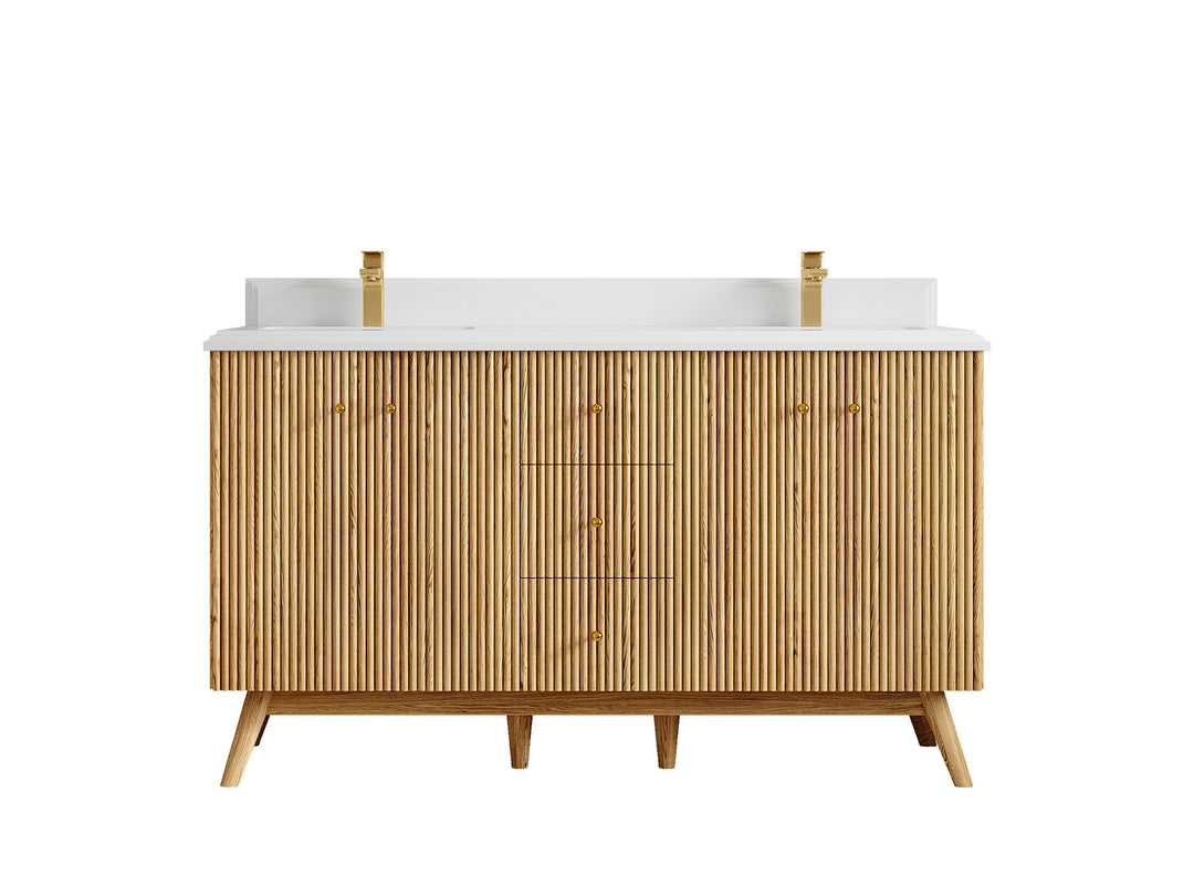 Pasadena White Oak 60 in. W x 22 in. D Double Sink Bathroom Vanity