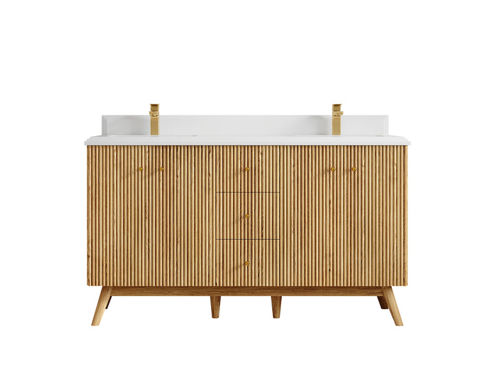 Pasadena White Oak 60 in. W x 22 in. D Double Sink Bathroom Vanity - photo 28