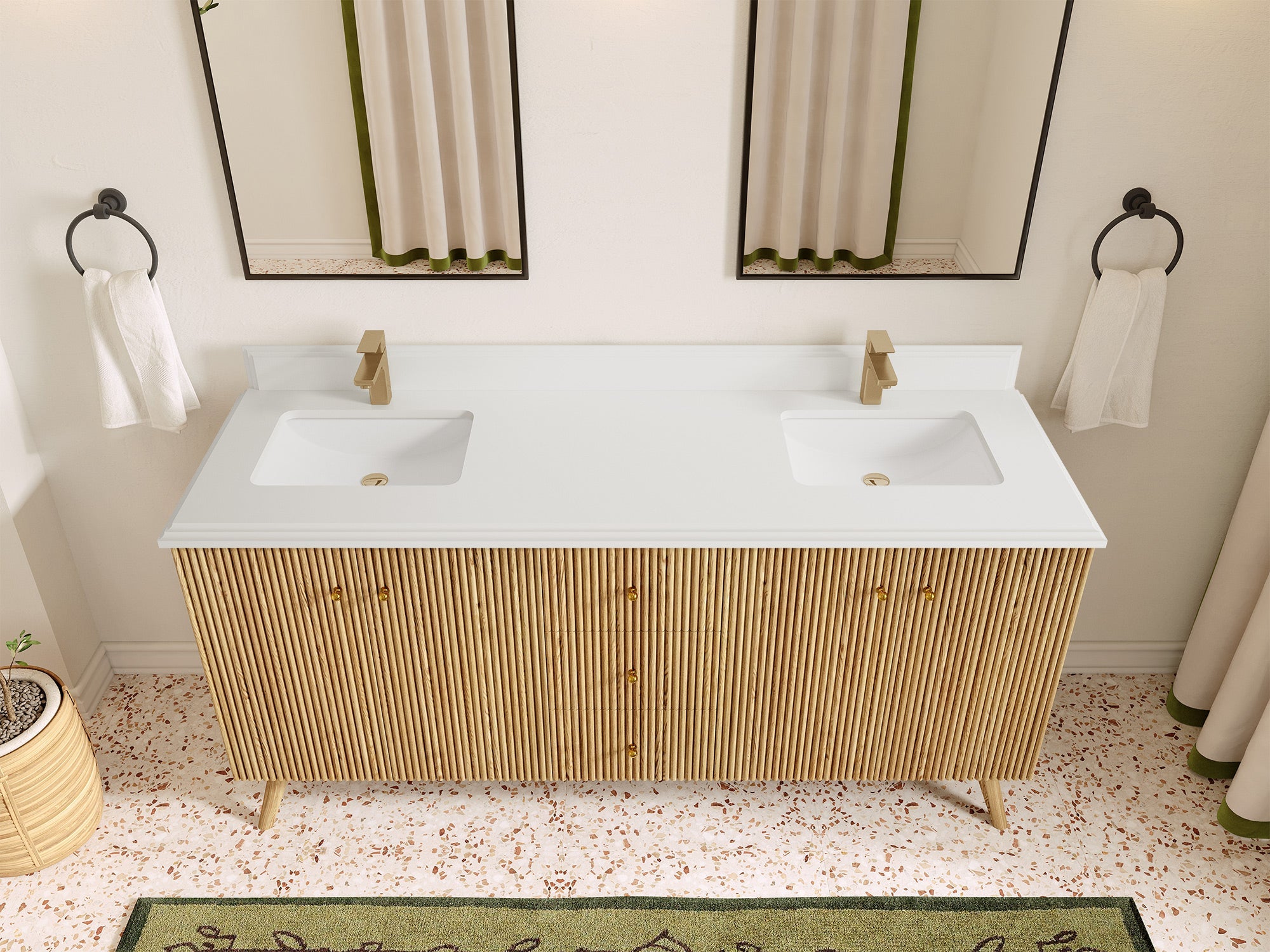 Pasadena White Oak 72 in. W x 22 in. D Double Sink Bathroom Vanity