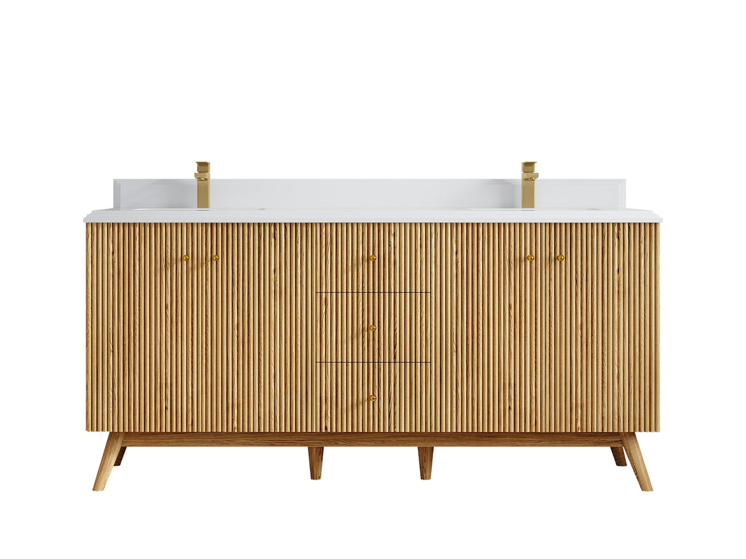 Pasadena White Oak 72 in. W x 22 in. D Double Sink Bathroom Vanity
