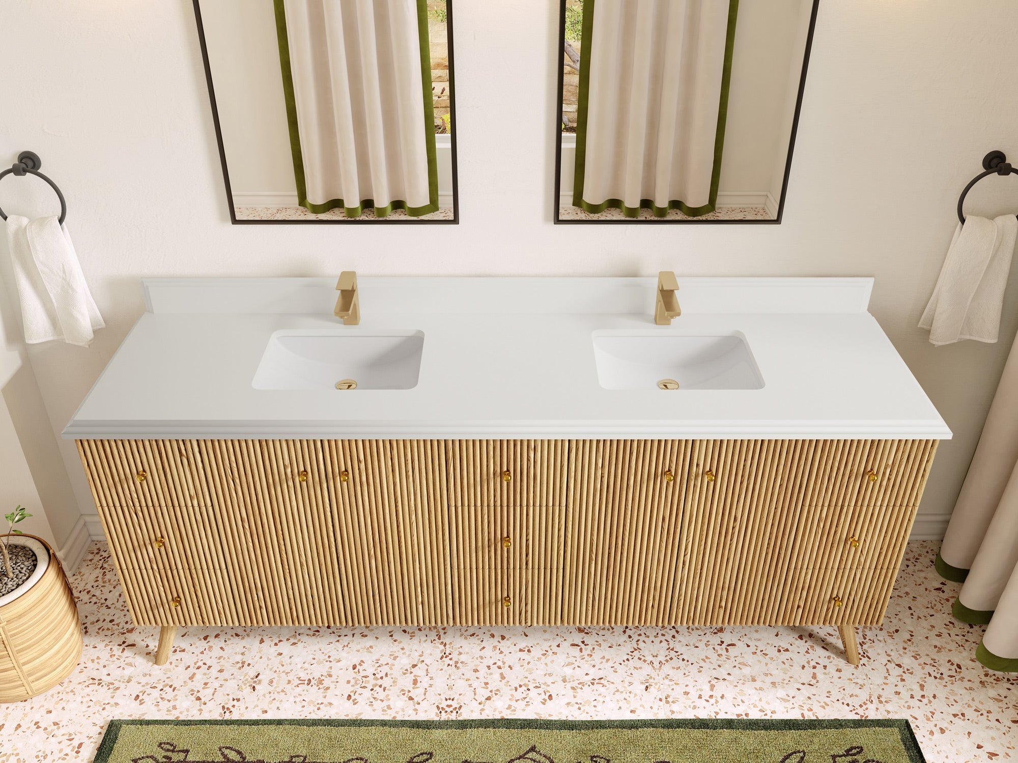 Pasadena White Oak 84 in. W x 22 in. D Double Sink Bathroom Vanity