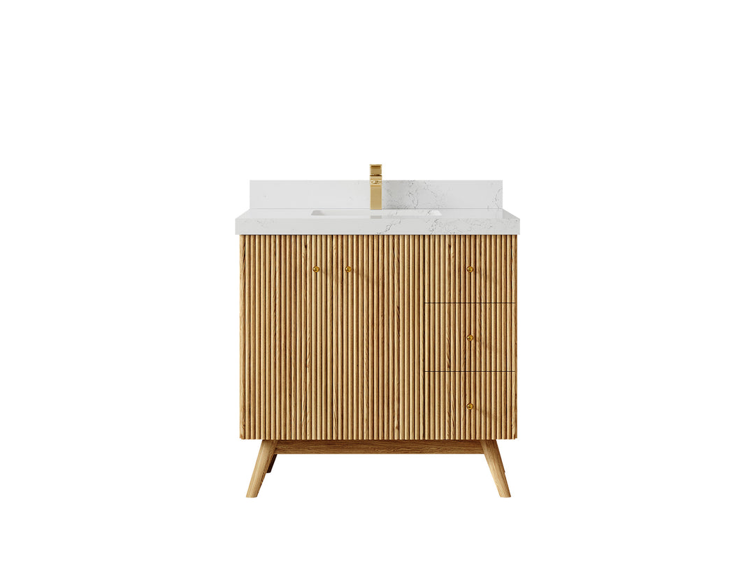 Pasadena White Oak 36 in. W x 22 in. D Center Sink Bathroom Vanity