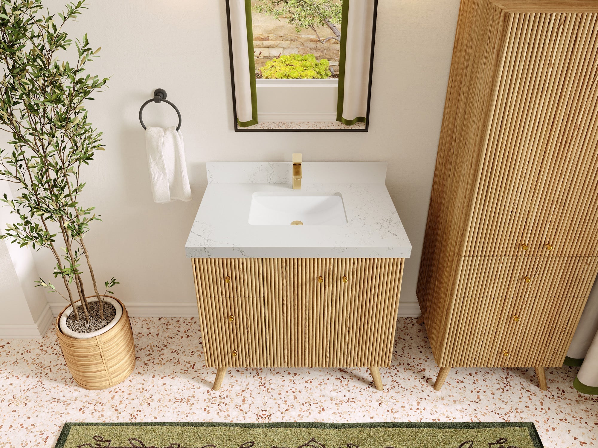 Pasadena White Oak 36 in. W x 22 in. D Center Sink Bathroom Vanity