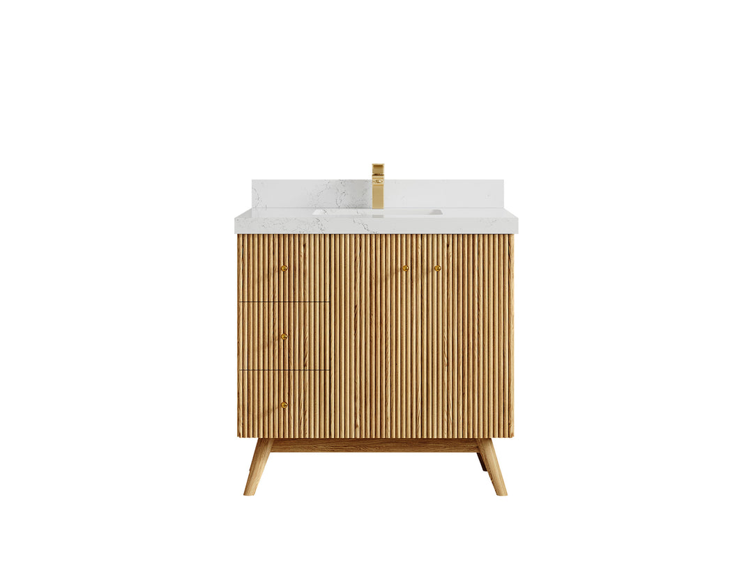 Pasadena White Oak 36 in. W x 22 in. D Center Sink Bathroom Vanity
