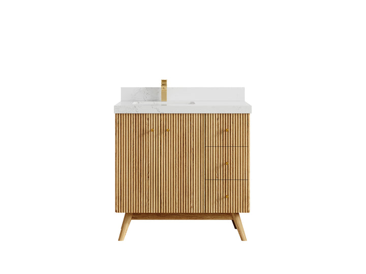 Pasadena White Oak 36 in. W x 22 in. D Left Offset Sink Bathroom Vanity - photo 30