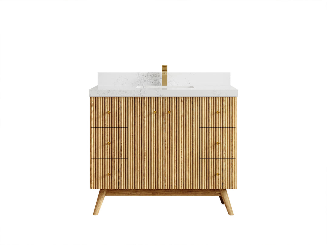 Pasadena White Oak 42 in. W x 22 in. D Single Sink Bathroom Vanity