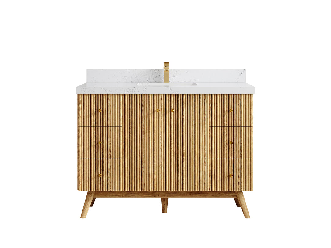 Pasadena White Oak 48 in. W x 22 in. D Single Sink Bathroom Vanity