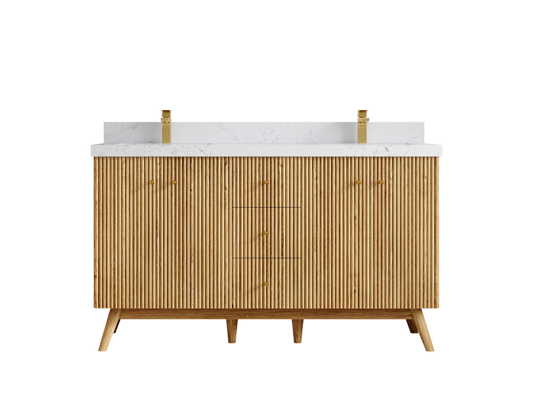 Pasadena White Oak 60 in. W x 22 in. D Double Sink Bathroom Vanity