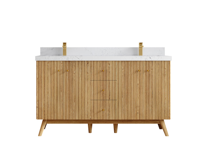 Pasadena White Oak 60 in. W x 22 in. D Double Sink Bathroom Vanity - photo 30