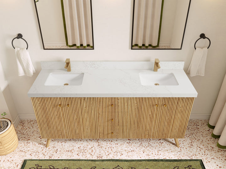 Pasadena White Oak 72 in. W x 22 in. D Double Sink Bathroom Vanity - photo 29