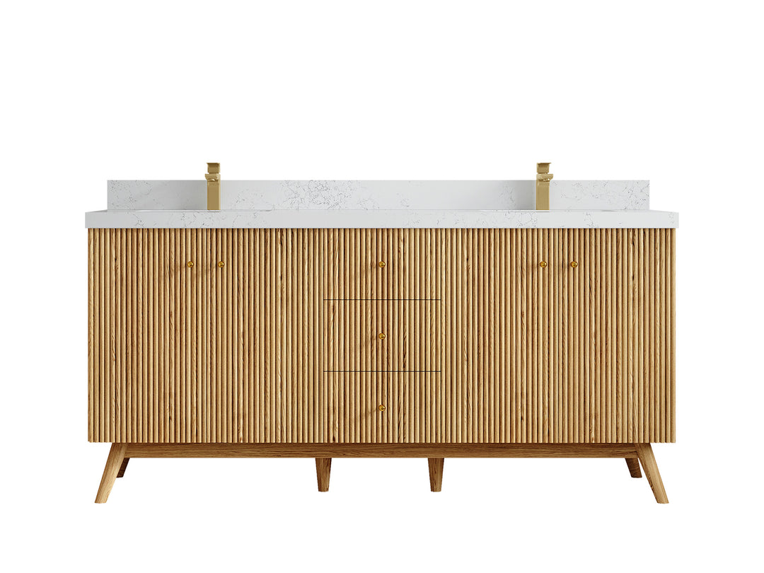 Pasadena White Oak 72 in. W x 22 in. D Double Sink Bathroom Vanity
