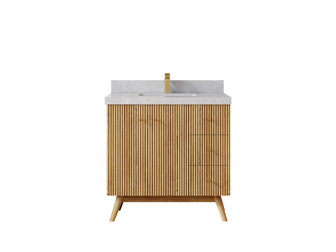 Pasadena White Oak 36 in. W x 22 in. D Center Sink Bathroom Vanity
