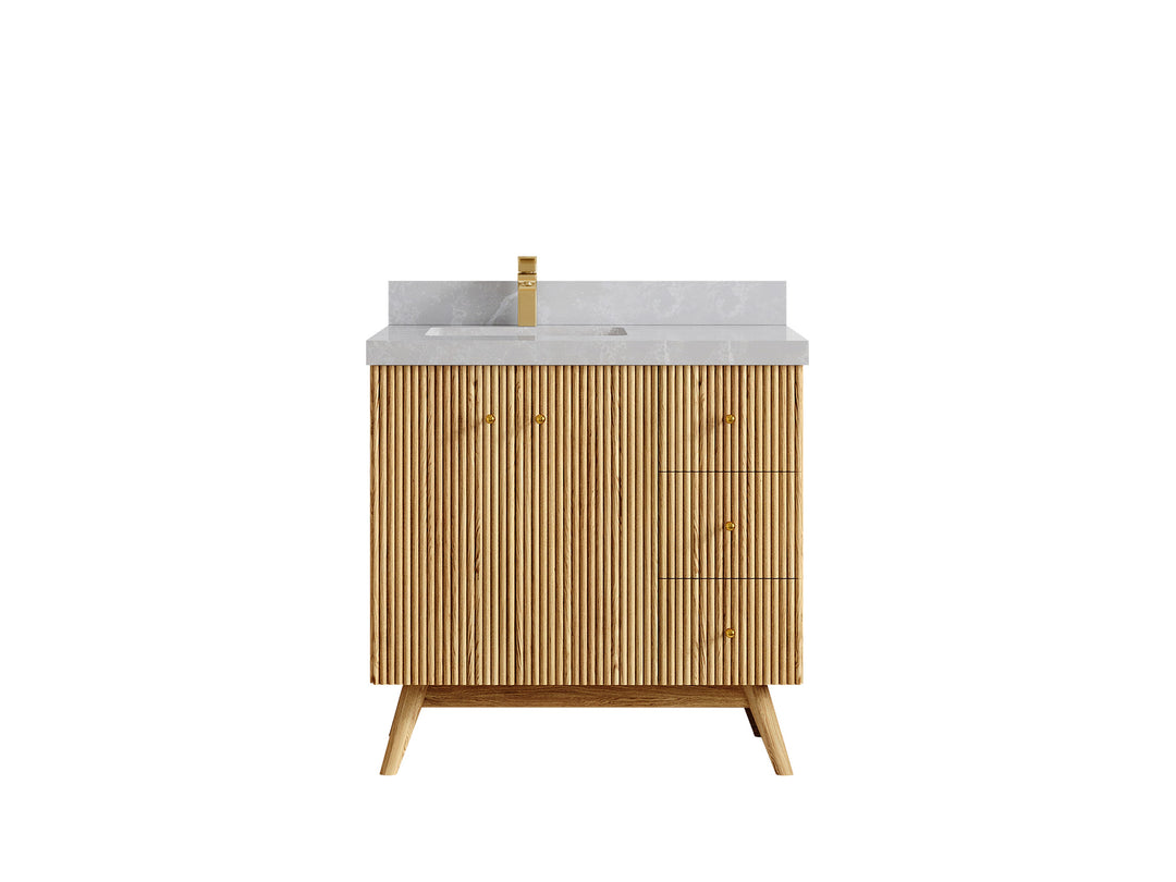 Pasadena White Oak 36 in. W x 22 in. D Left Offset Sink Bathroom Vanity