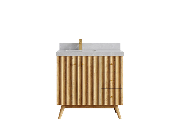 Pasadena White Oak 36 in. W x 22 in. D Left Offset Sink Bathroom Vanity - photo 32