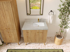 Pasadena White Oak 36 in. W x 22 in. D Right Offset Sink Bathroom Vanity - photo 31