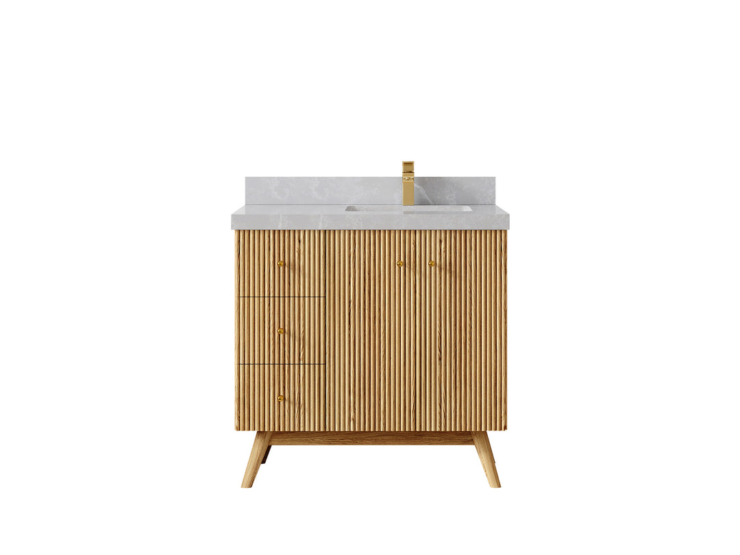 Pasadena White Oak 36 in. W x 22 in. D Right Offset Sink Bathroom Vanity