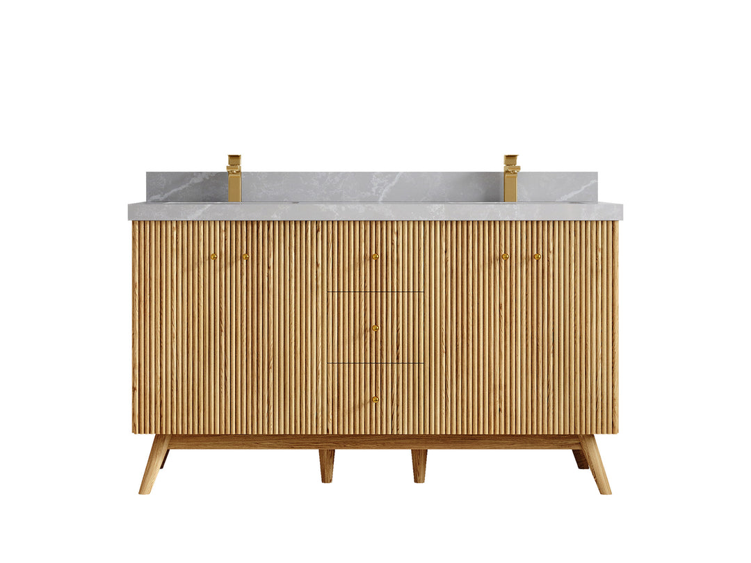 Pasadena White Oak 60 in. W x 22 in. D Double Sink Bathroom Vanity