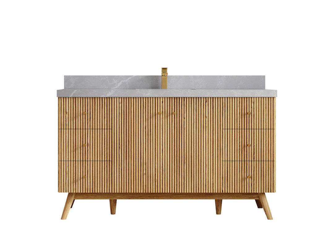 Pasadena White Oak 60 in. W x 22 in. D Single Sink Bathroom Vanity