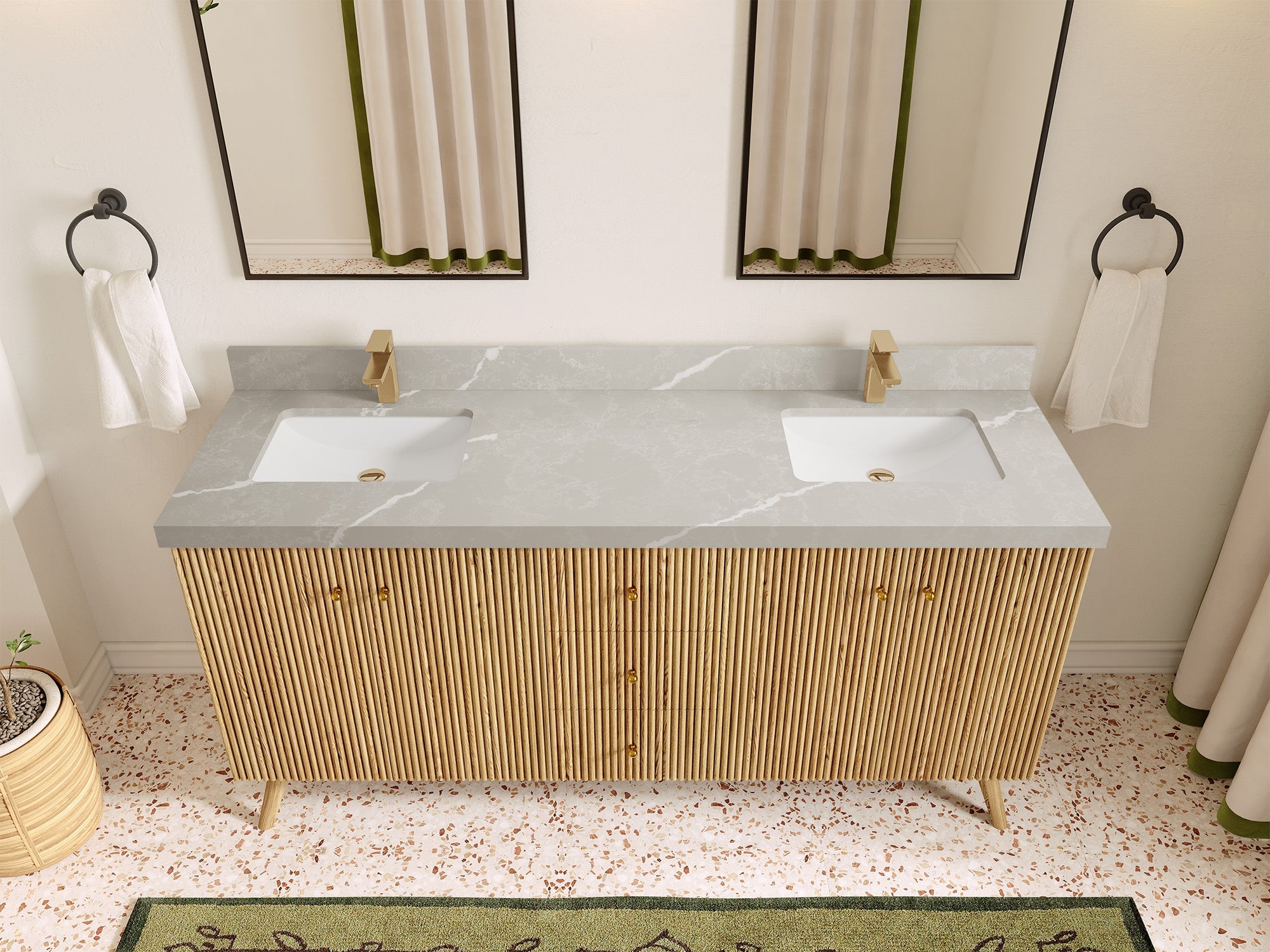 Pasadena White Oak 72 in. W x 22 in. D Double Sink Bathroom Vanity
