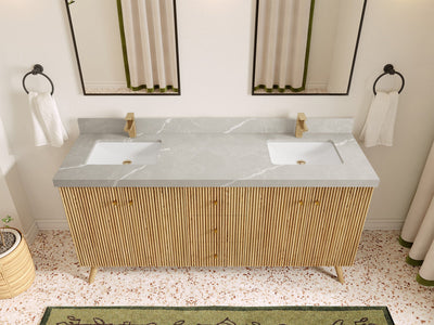 Pasadena White Oak 72 in. W x 22 in. D Double Sink Bathroom Vanity