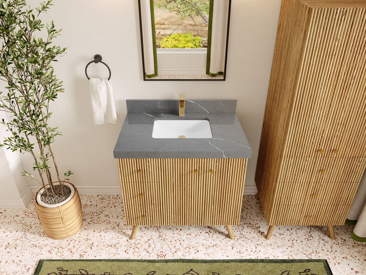 Pasadena White Oak 36 in. W x 22 in. D Center Sink Bathroom Vanity - photo 33