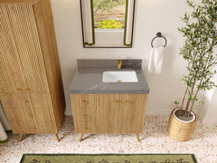 Pasadena White Oak 36 in. W x 22 in. D Right Offset Sink Bathroom Vanity - photo 33