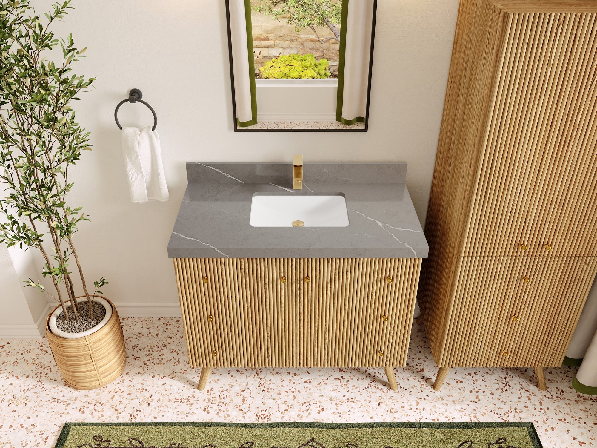 Pasadena White Oak 42 in. W x 22 in. D Single Sink Bathroom Vanity