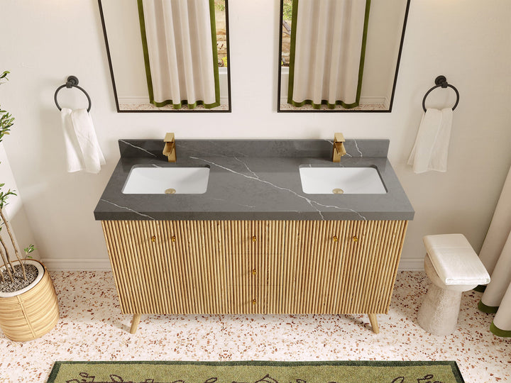 Pasadena White Oak 60 in. W x 22 in. D Double Sink Bathroom Vanity - photo 33