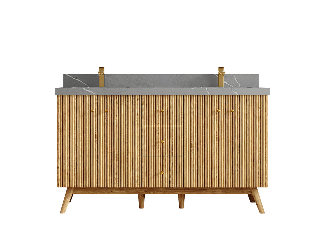 Pasadena White Oak 60 in. W x 22 in. D Double Sink Bathroom Vanity