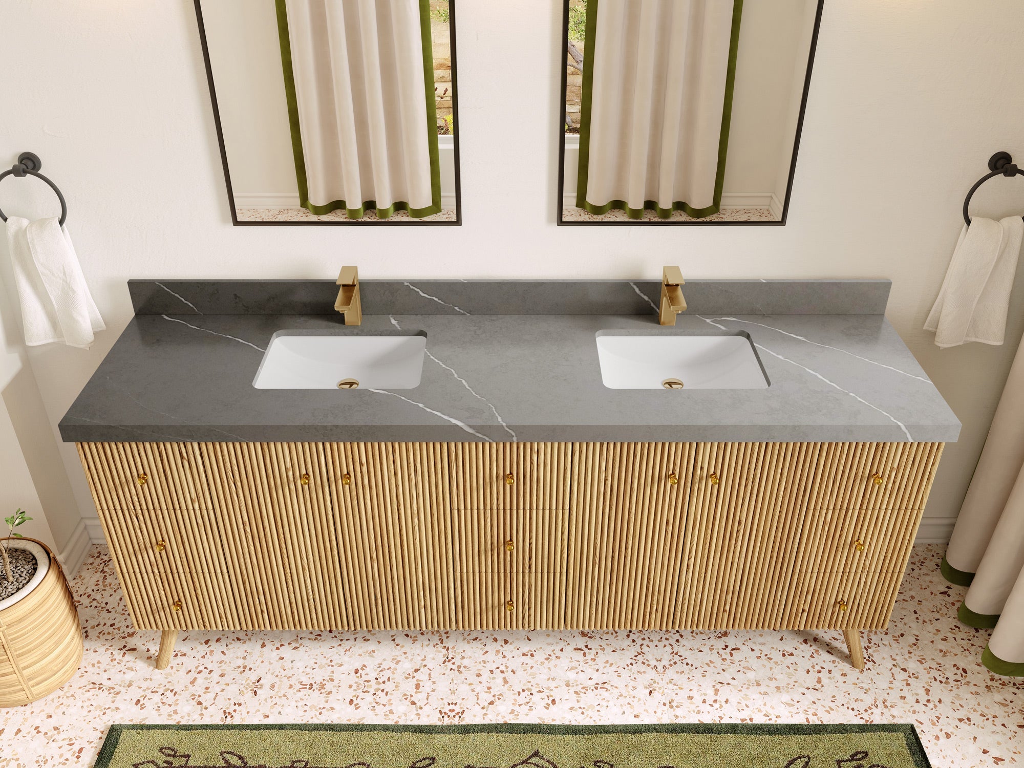 Pasadena White Oak 84 in. W x 22 in. D Double Sink Bathroom Vanity