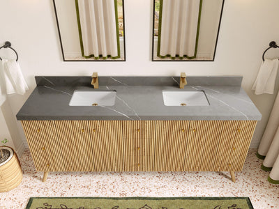 Pasadena White Oak 84 in. W x 22 in. D Double Sink Bathroom Vanity