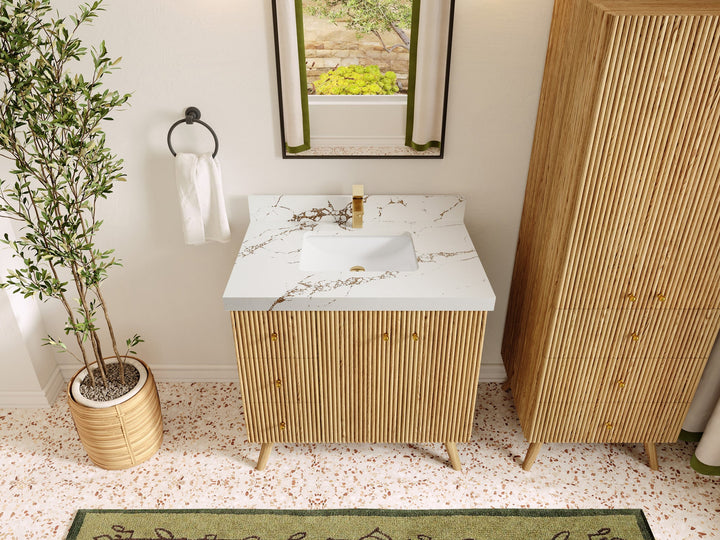 Pasadena White Oak 36 in. W x 22 in. D Center Sink Bathroom Vanity - photo 35
