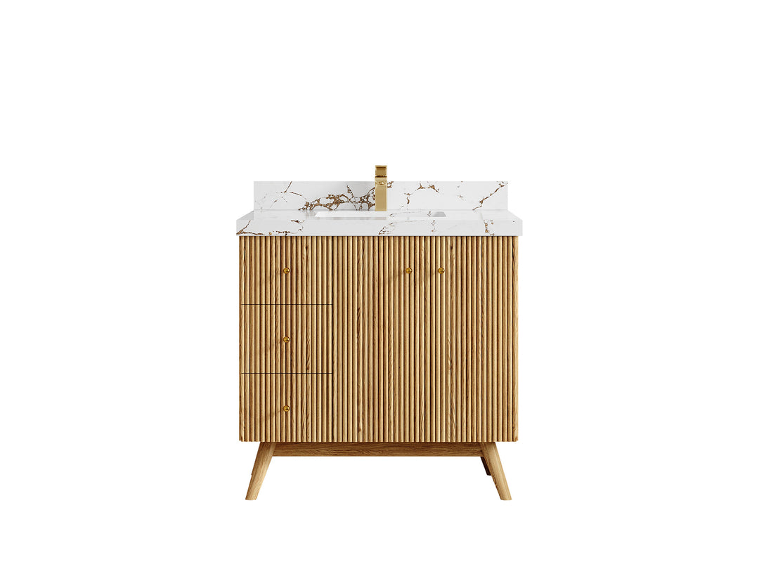 Pasadena White Oak 36 in. W x 22 in. D Center Sink Bathroom Vanity